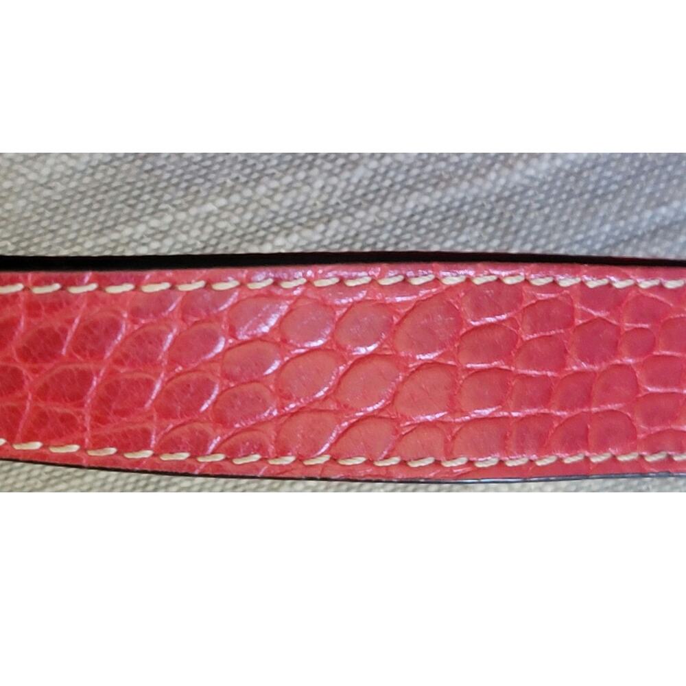 Vintage Lodis Los Angeles Crocodile Embossed Leather Small Cherry Red Handbag - Picture 6 of 8